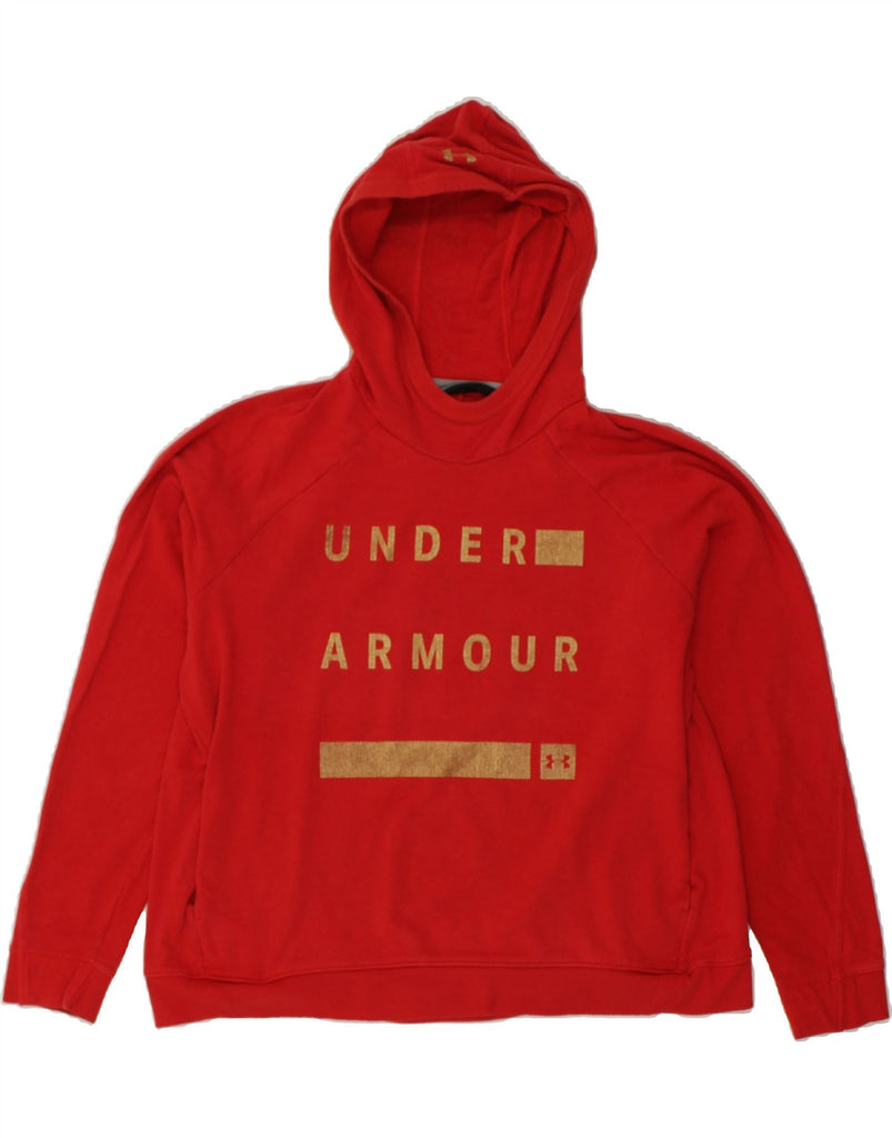 UNDER ARMOUR Womens Graphic Hoodie Jumper UK 20 2XL Red | Vintage Under Armour | Thrift | Second-Hand Under Armour | Used Clothing | Messina Hembry 