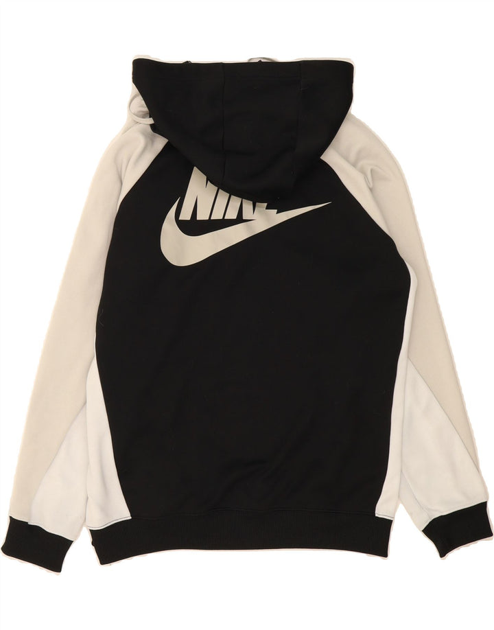 NIKE Mens Graphic Zip Hoodie Sweater Medium Black Colourblock Polyester Vintage Nike and Second-Hand Nike from Messina Hembry 