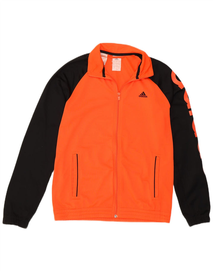 Adidas Boys Graphic Tracksuit Top Jacket 13-14 Years Orange Colourblock