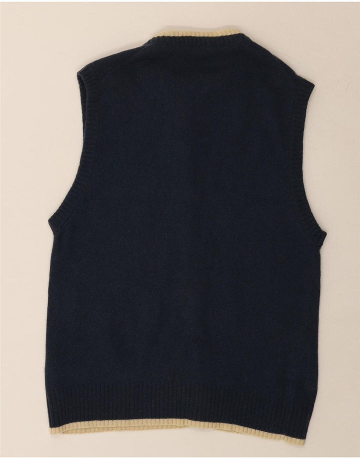 Sergio Tacchini Womens Sleeveless Cardigan Sweater UK 12 Medium Navy Blue