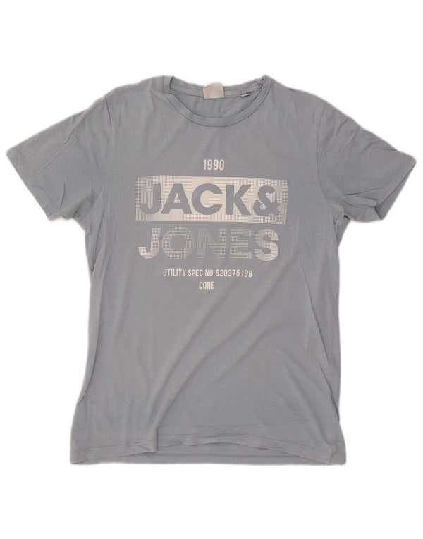 Jack & Jones Mens Graphic T-Shirt Top Medium Blue Cotton