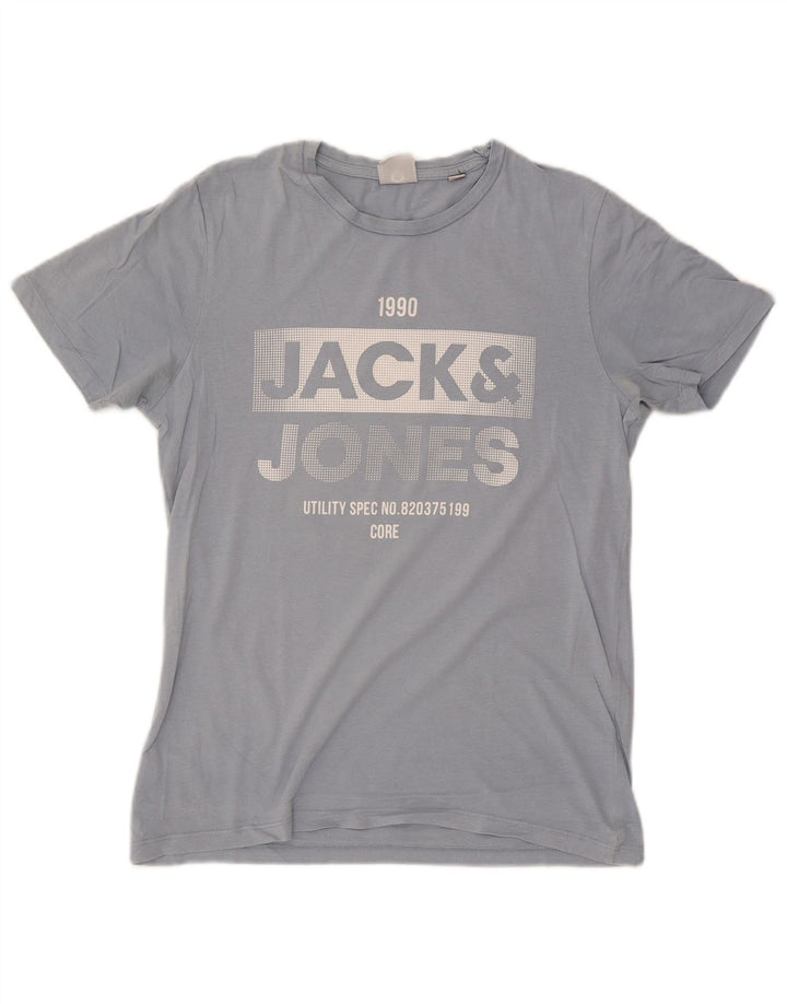 Jack & Jones Mens Graphic T-Shirt Top Medium Blue Cotton