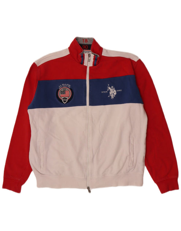 U.S. Polo Assn. Mens Tracksuit Top Jacket 4XL White Colourblock Cotton