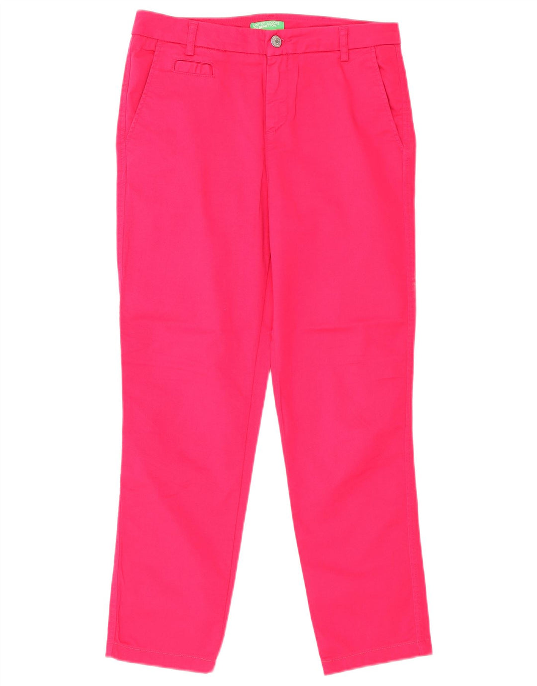 Benetton Womens Slim Chino Trousers W30 L26 Pink