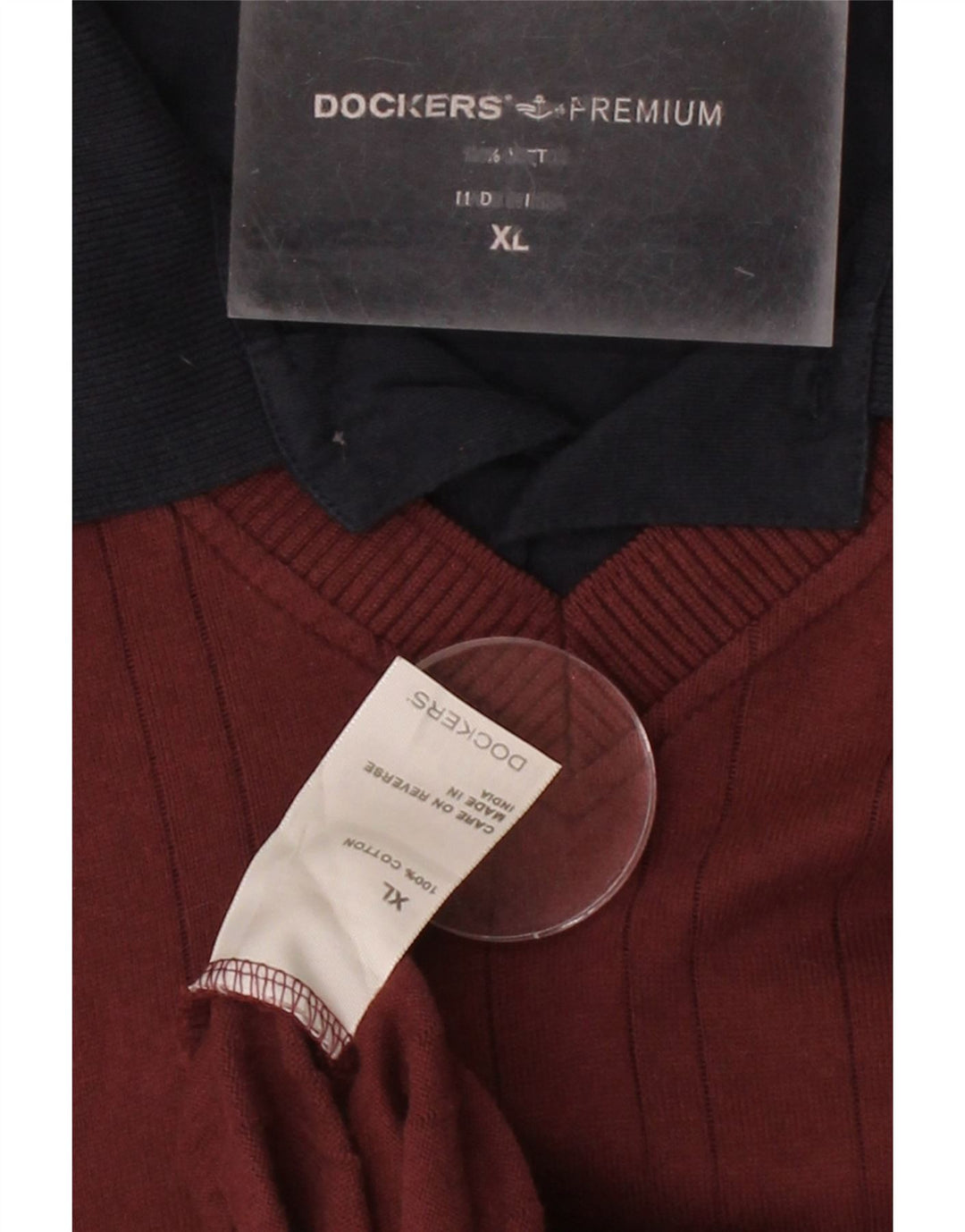 DOCKERS Mens V-Neck Jumper Sweater XL Maroon Cotton Vintage Dockers and Second-Hand Dockers from Messina Hembry 