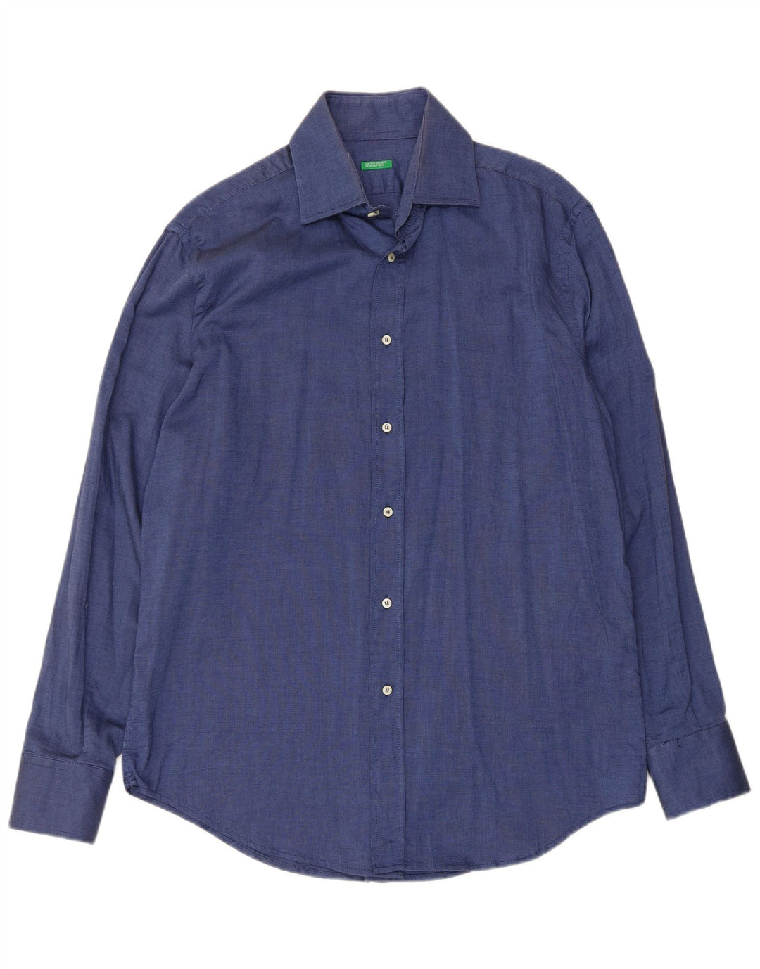Benetton Mens Shirt XL Navy Blue Cotton