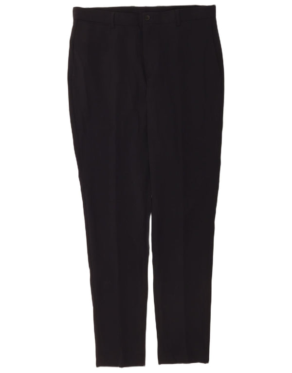 Zara Mens Slim Chino Trousers EU 42 Large W32 L32 Navy Blue Polyester