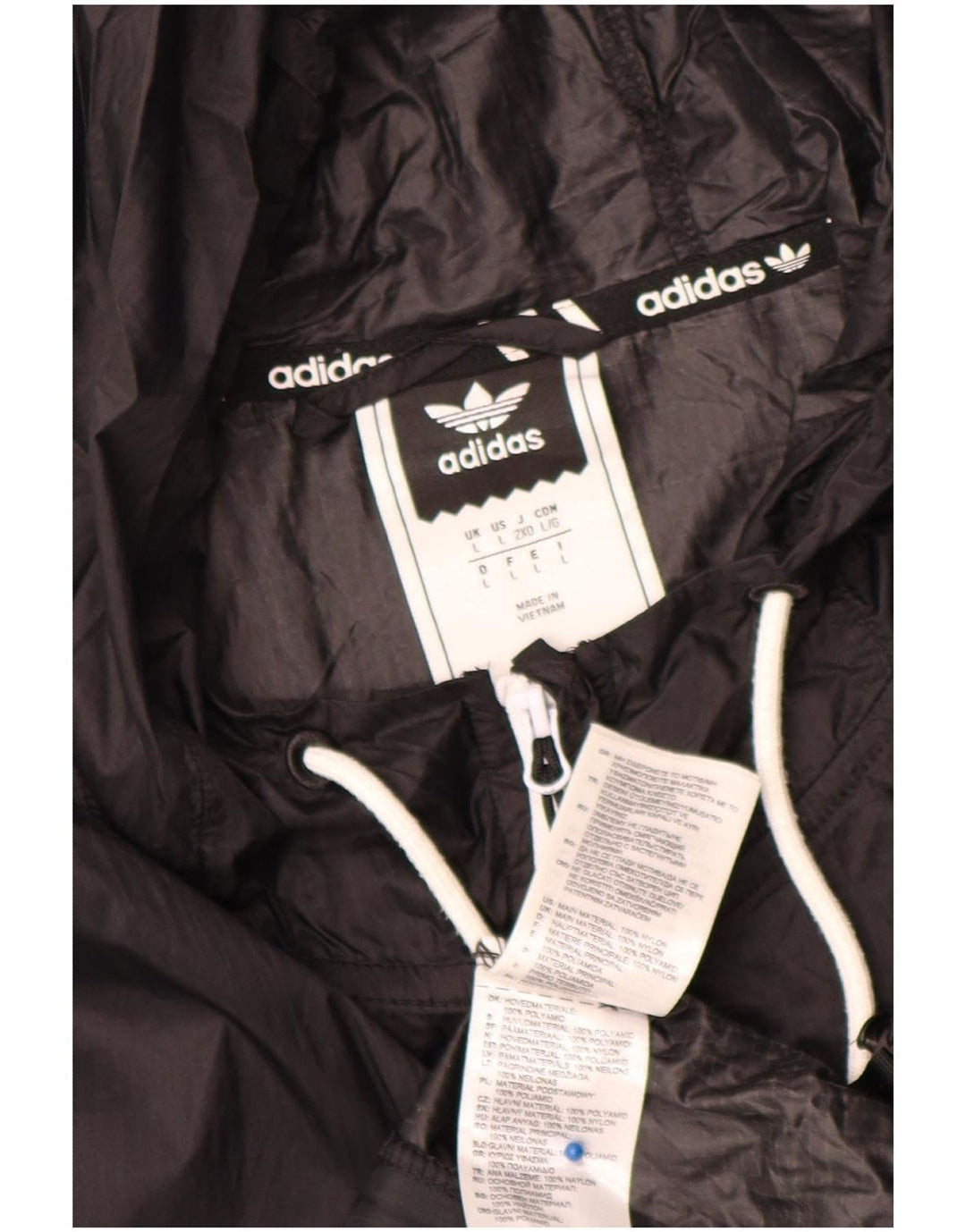 Adidas Mens Hooded Rain Jacket UK 40 Large Black Nylon