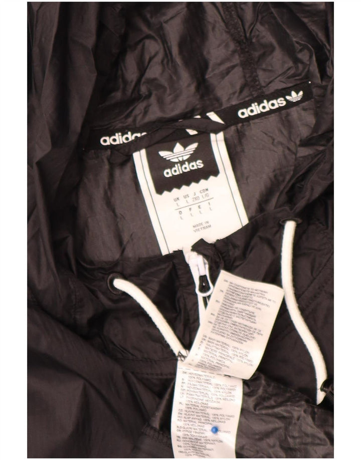 Adidas Mens Hooded Rain Jacket UK 40 Large Black Nylon