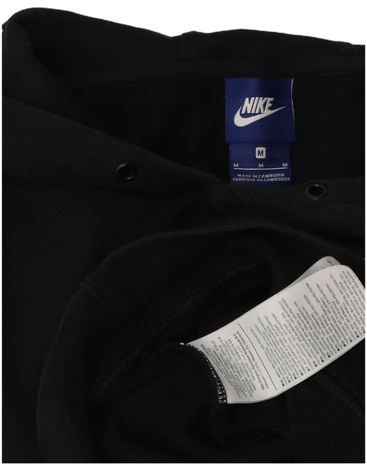 Nike Womens Crop Graphic Hoodie Jumper UK 14 Medium Black Cotton