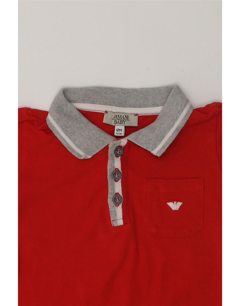 ARMANI BABY Baby Boys Polo Shirt 9-12 Months Red Cotton | Vintage Armani Baby | Thrift | Second-Hand Armani Baby | Used Clothing | Messina Hembry 