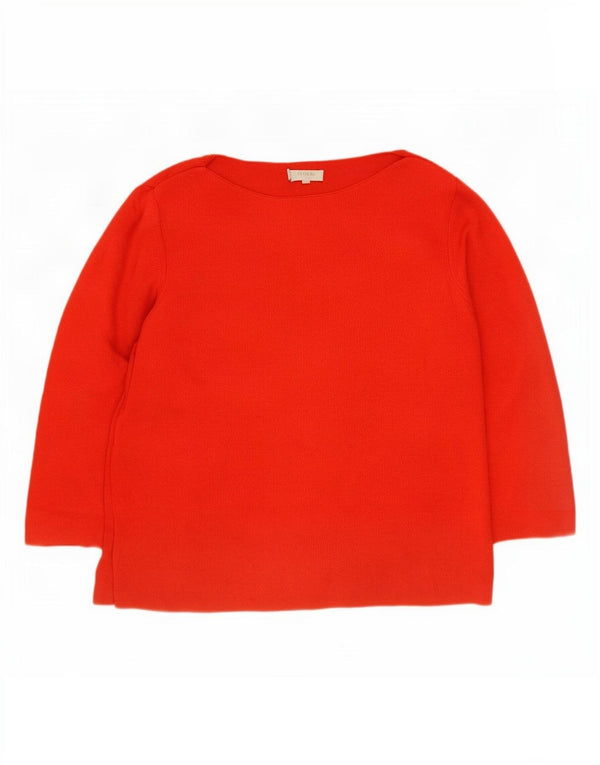 Hobbs Womens 3/4 Sleeve Boat Neck Jumper Sweater UK 12 Medium Red Rayon