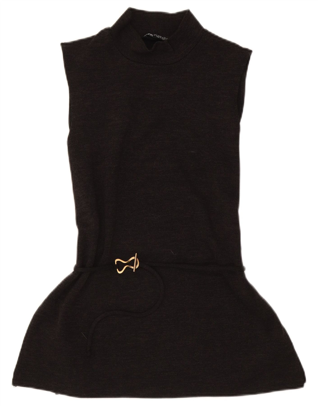 Zara Womens Sleeveless Basic Dress UK 12 Medium Brown Polyester