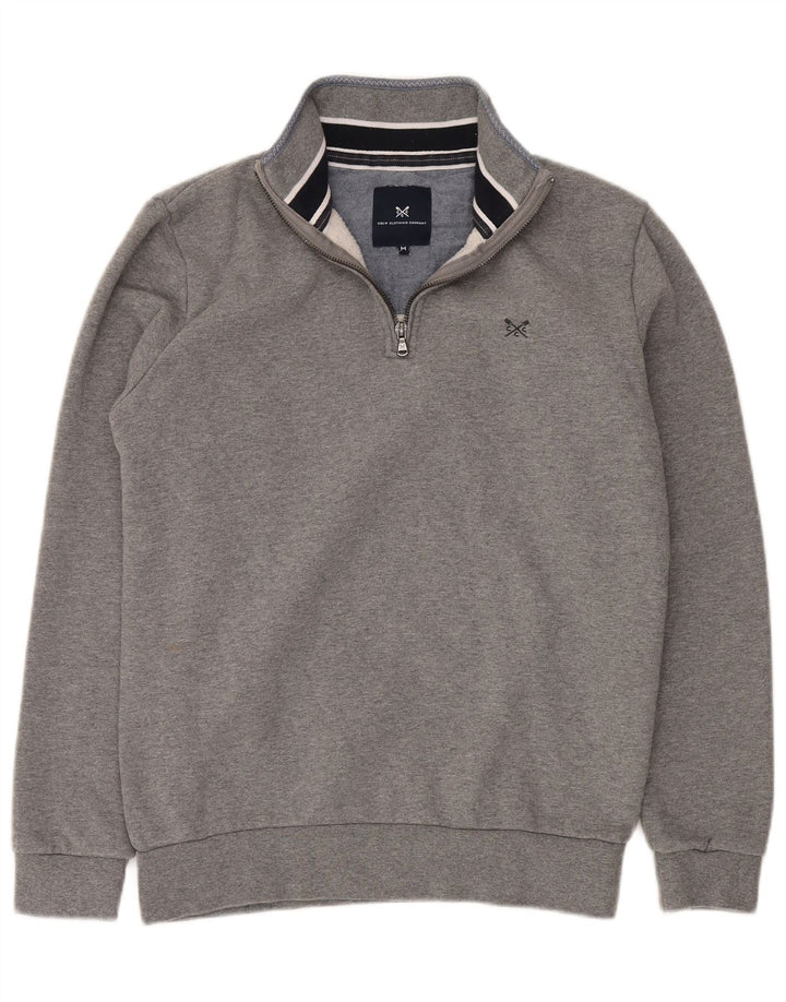 CREW CLOTHING Mens Zip Neck Sweatshirt Jumper Medium Grey Cotton