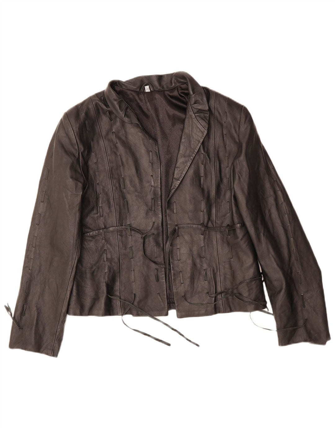 VINTAGE Womens Leather Jacket IT 44 Medium Black