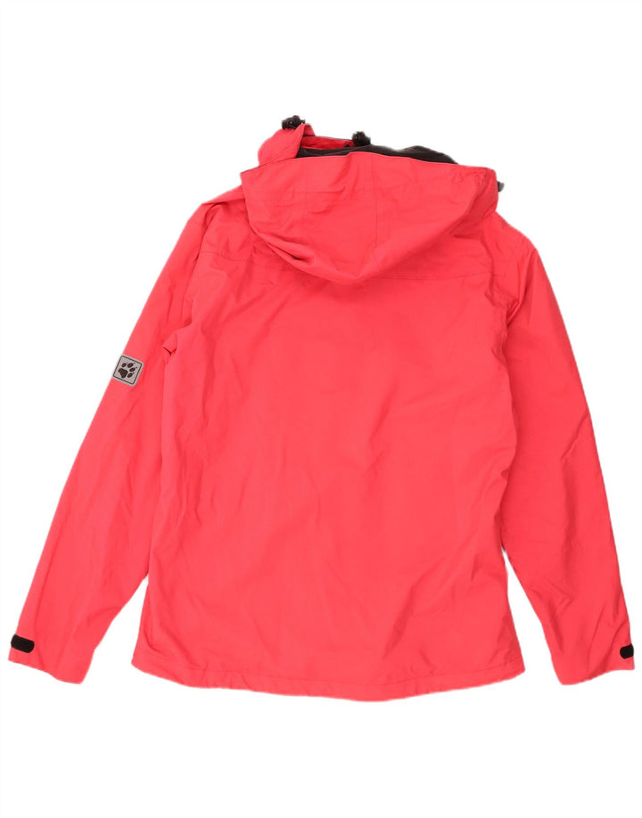 Jack Wolfskin Womens Hooded Rain Jacket UK 12 Medium Pink Polyester