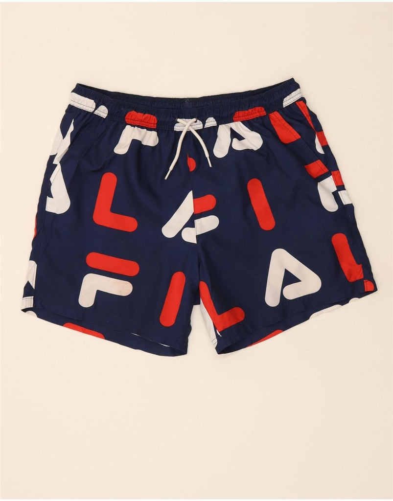 FILA Mens Graphic Swimming Shorts XL Navy Blue Polyester Vintage Fila and Second-Hand Fila from Messina Hembry 