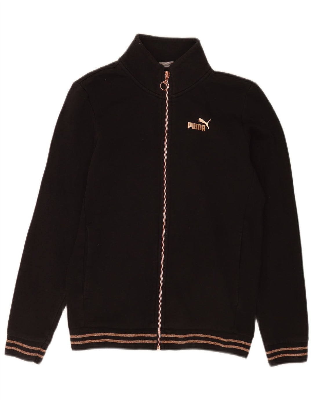 Puma Womens Tracksuit Top Jacket UK 6 XS Black Striped
