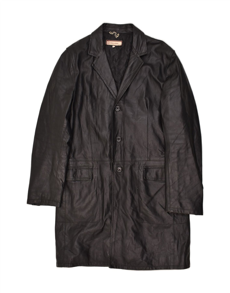 VINTAGE Mens Leather Coat UK 40 Large Black | Vintage Vintage | Thrift | Second-Hand Vintage | Used Clothing | Messina Hembry 
