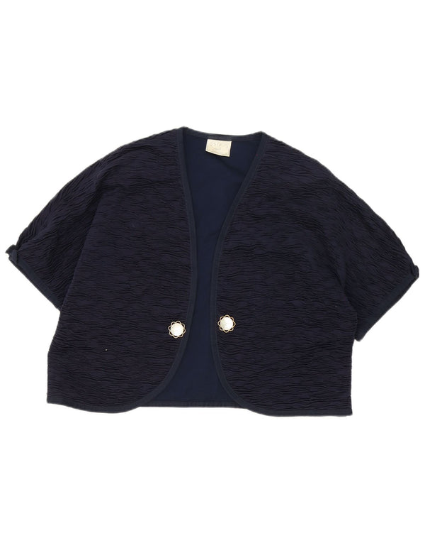 Liola Womens Short Sleeve Open Bolero Top IT 52 2XL Navy Blue Cotton