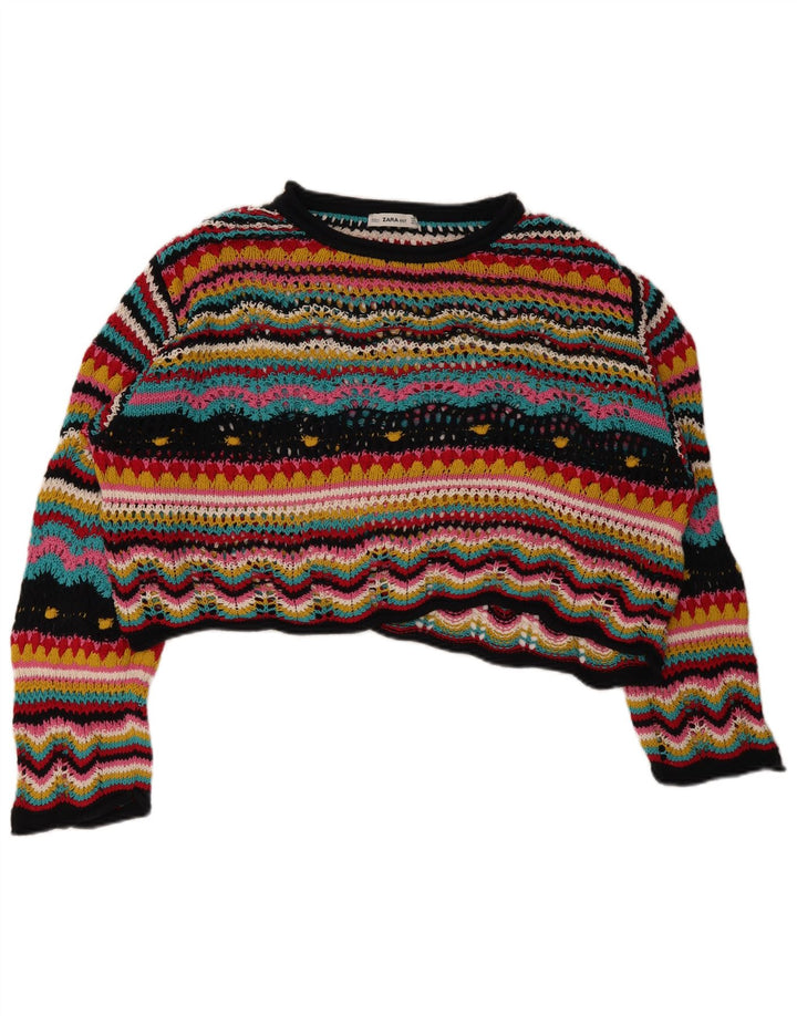Zara Womens Boat Neck Jumper Sweater UK 14 Medium Multicoloured Striped