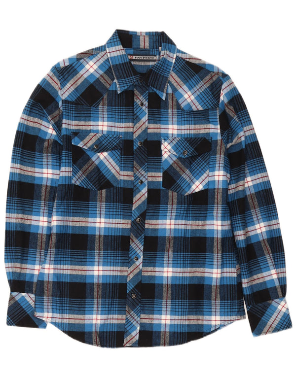 Payper Mens Regular Fit Flannel Shirt Small Blue Plaid Cotton