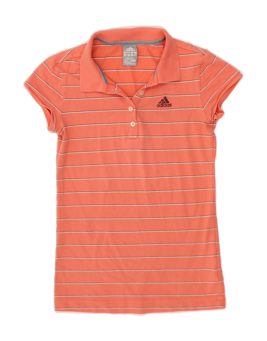 ADIDAS Womens Clima 365 Polo Shirt UK 8 Small Orange Striped Cotton Sports Vintage Adidas and Second-Hand Adidas from Messina Hembry 