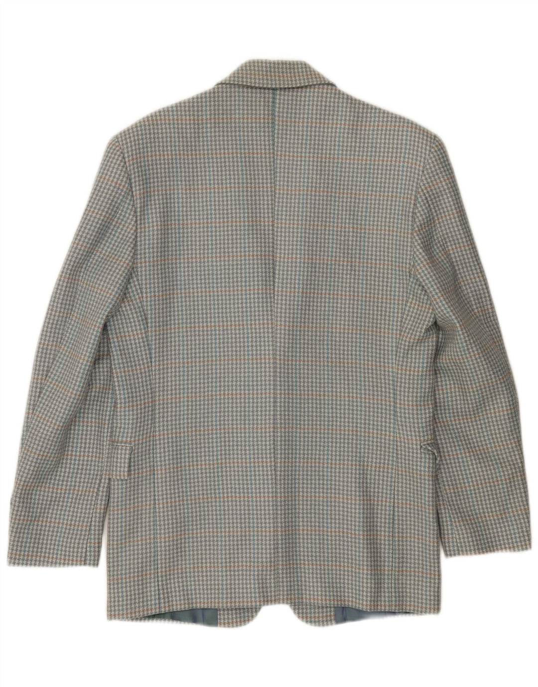 VINTAGE Mens 2 Button Blazer Jacket IT 46 Small Grey Houndstooth New Wool