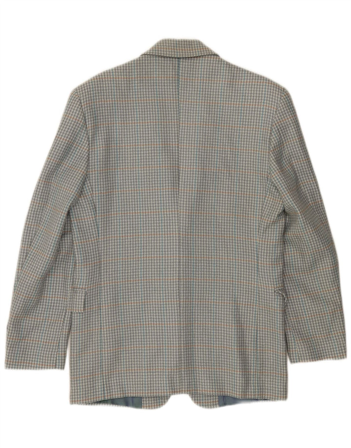 VINTAGE Mens 2 Button Blazer Jacket IT 46 Small Grey Houndstooth New Wool
