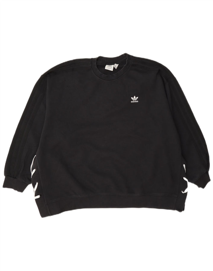 Adidas Womens Oversized Sweatshirt Jumper UK 14 Large Black Cotton