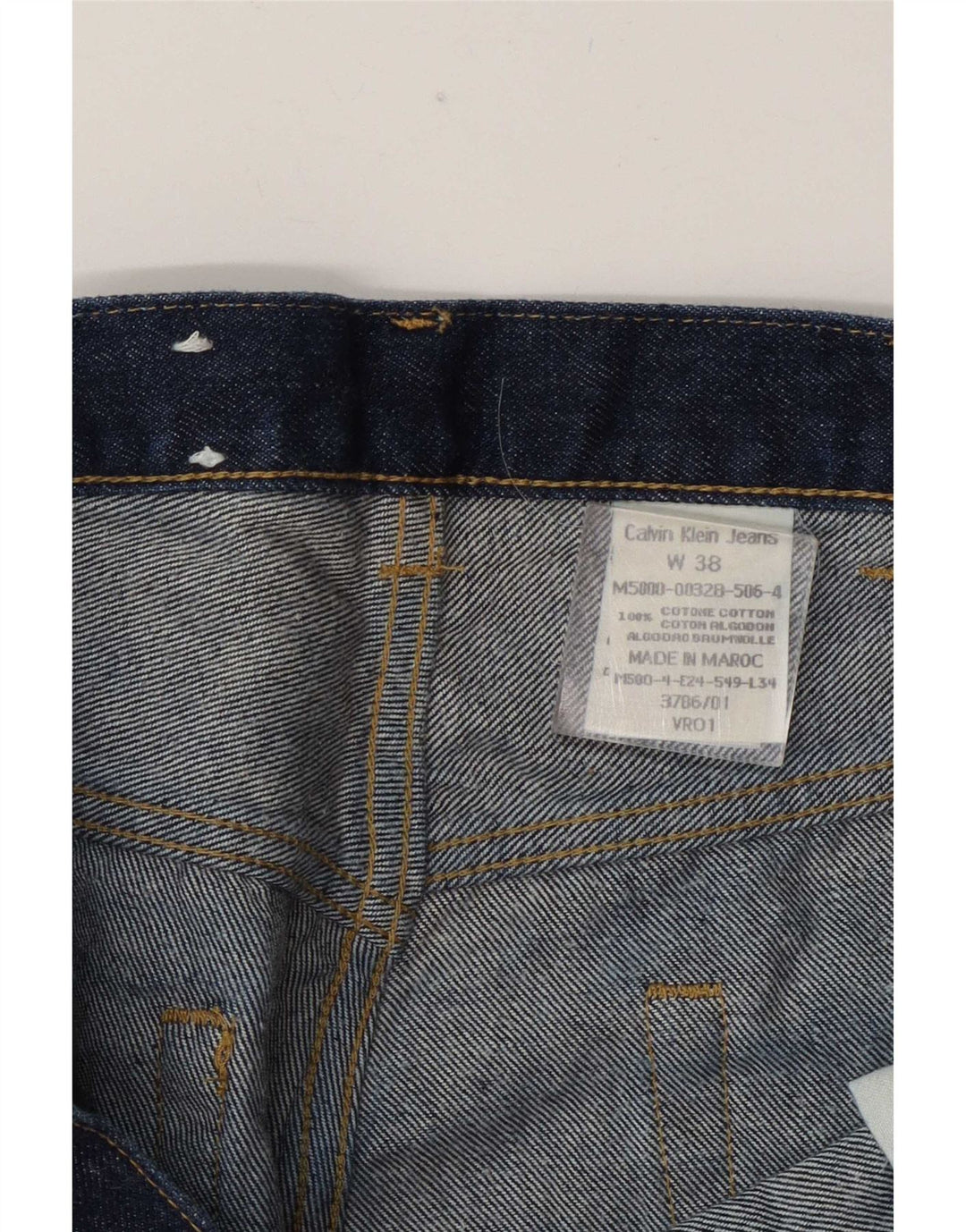 Calvin Klein Mens Straight Jeans W38 L30 Navy Blue Cotton