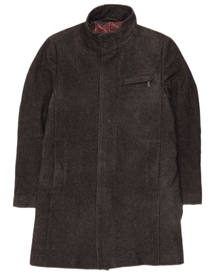 Ted Baker Mens Overcoat Size 2 Small Grey Flecked Wool