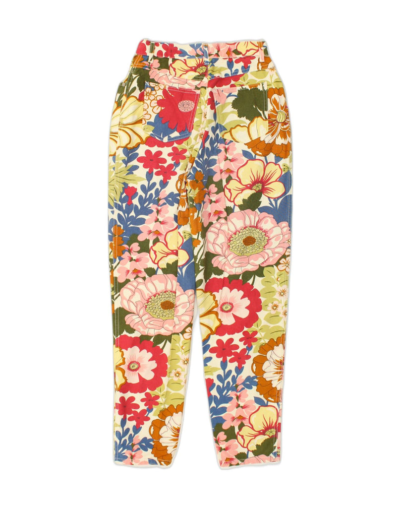 SISLEY Womens Tapered Casual Trousers W26 L28 Multicoloured Floral Cotton | Vintage Sisley | Thrift | Second-Hand Sisley | Used Clothing | Messina Hembry 