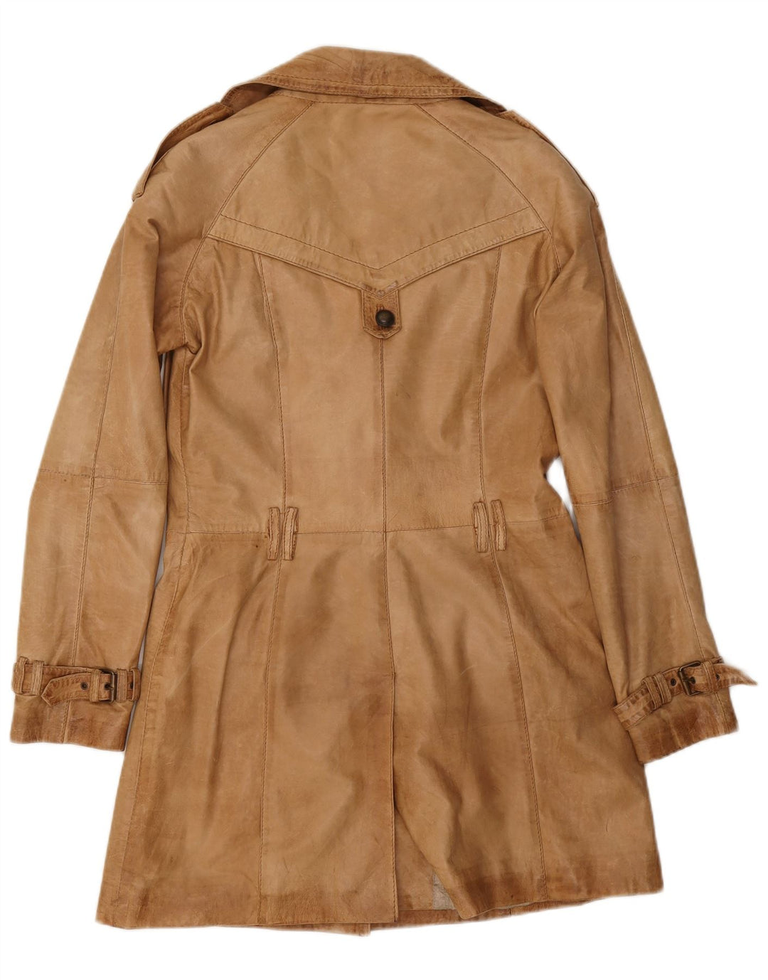 MAURITIUS Womens Leather Coat EU 38 Medium Brown Leather