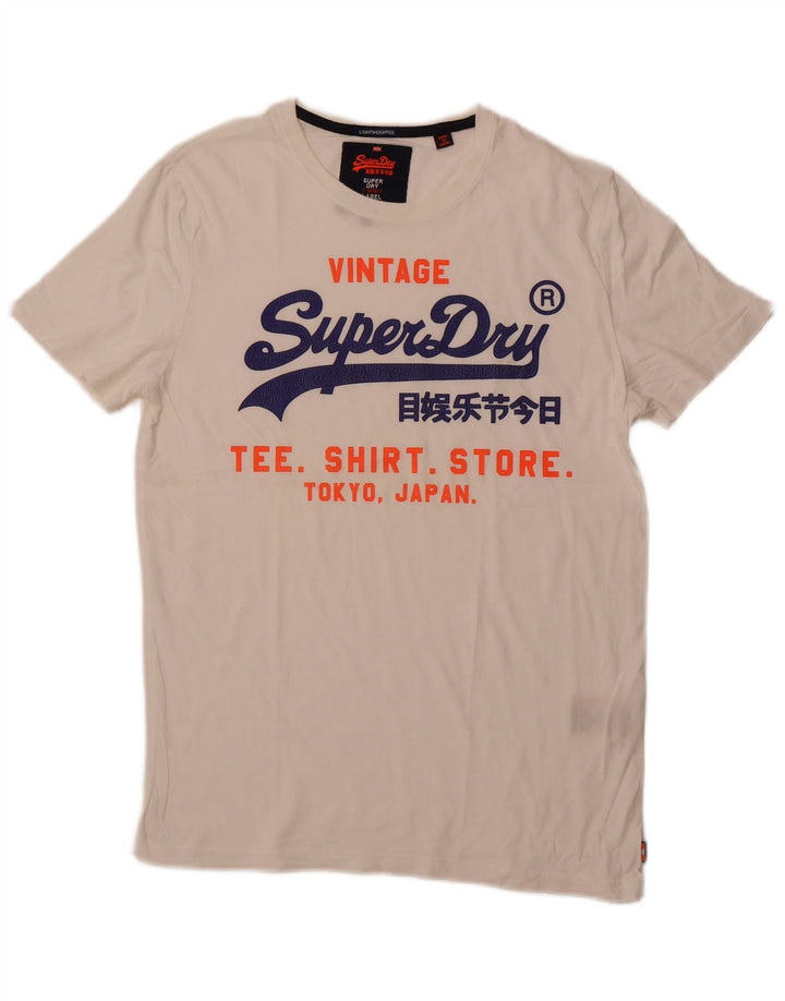SUPERDRY Mens Graphic T-Shirt Top Large White Cotton