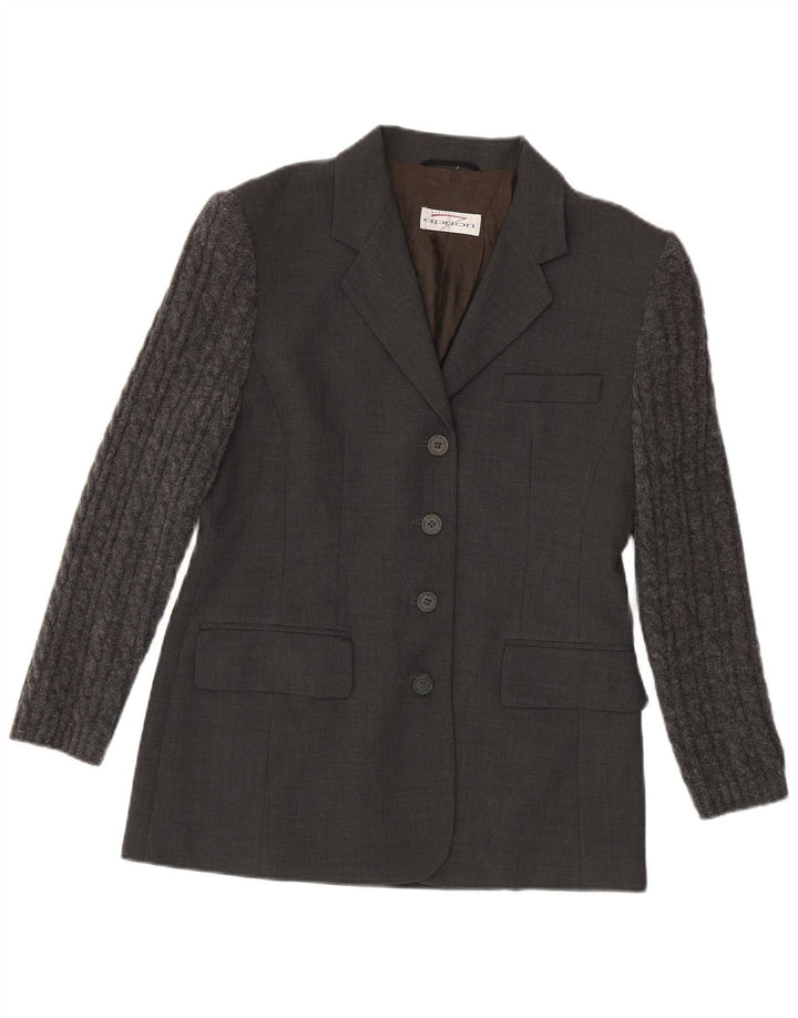 Apriori Womens 4 Button Blazer Jacket UK 12 Medium  Grey Polyester