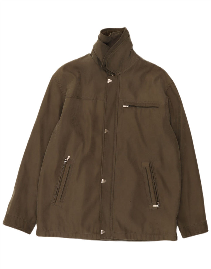 Vintage Mens Windbreaker Jacket IT 50 Large Khaki Polyamide