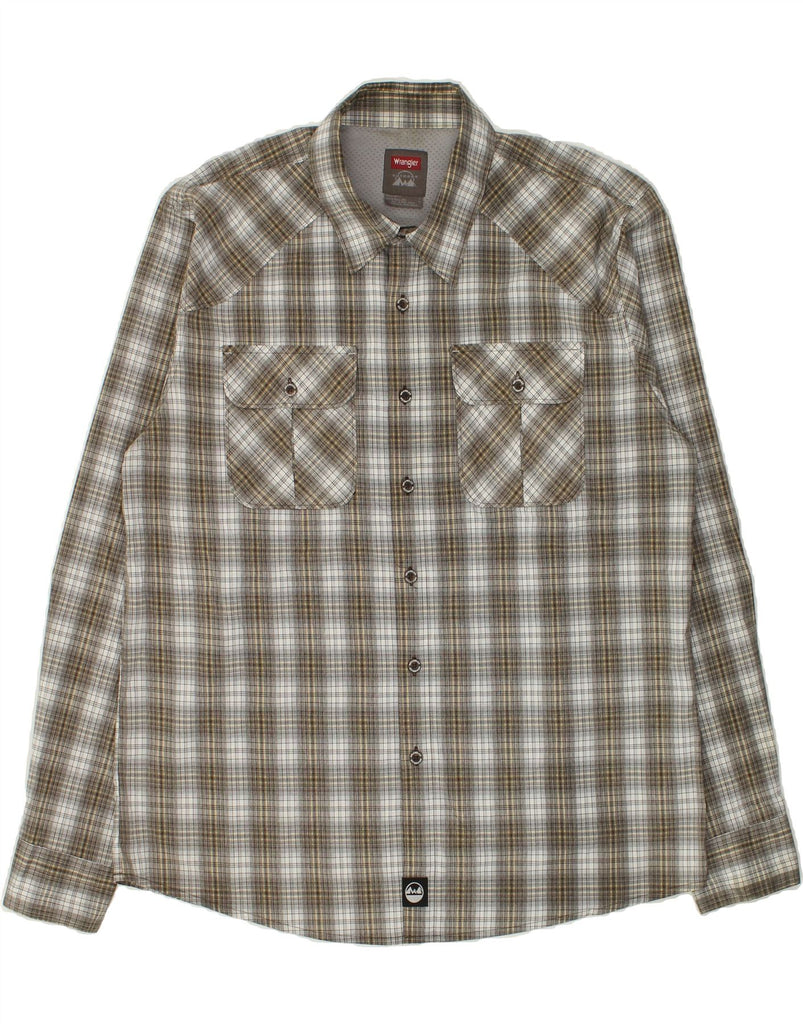 WRANGLER Mens Shirt Large Grey Check Polyester | Vintage Wrangler | Thrift | Second-Hand Wrangler | Used Clothing | Messina Hembry 