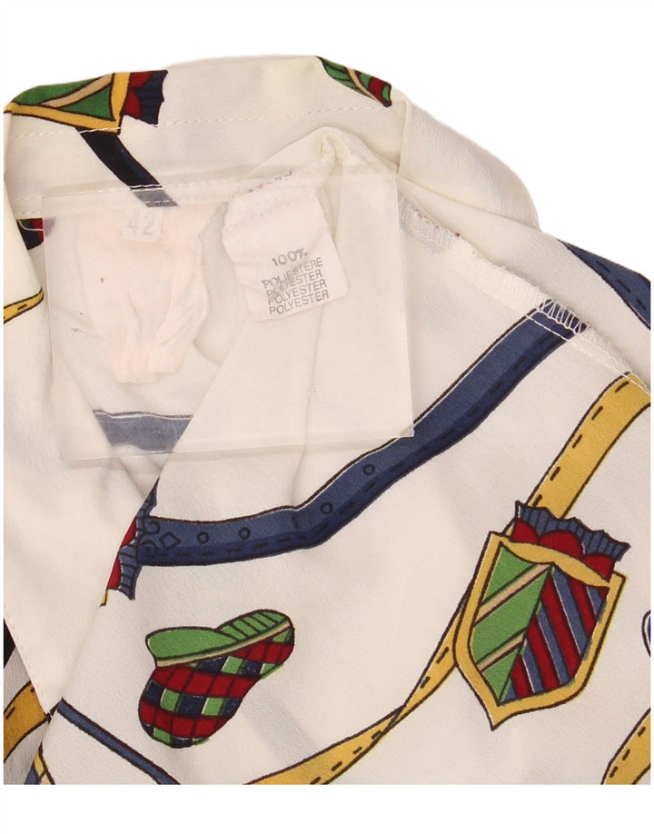 VINTAGE Womens Abstract Pattern See Through Shirt IT 42 Medium White