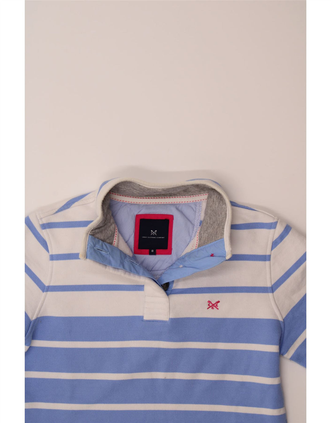 CREW CLOTHING Womens Sweatshirt Jumper UK 8 Small  Blue Striped Vintage Crew Clothing and Second-Hand Crew Clothing from Messina Hembry 