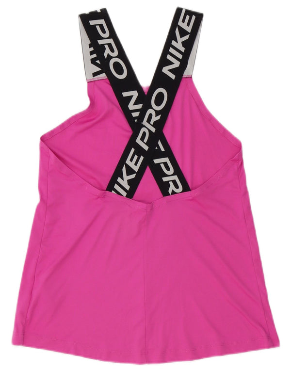 Nike Womens Dri Fit Graphic Vest Top UK 10 Small Pink Colourblock Polyester