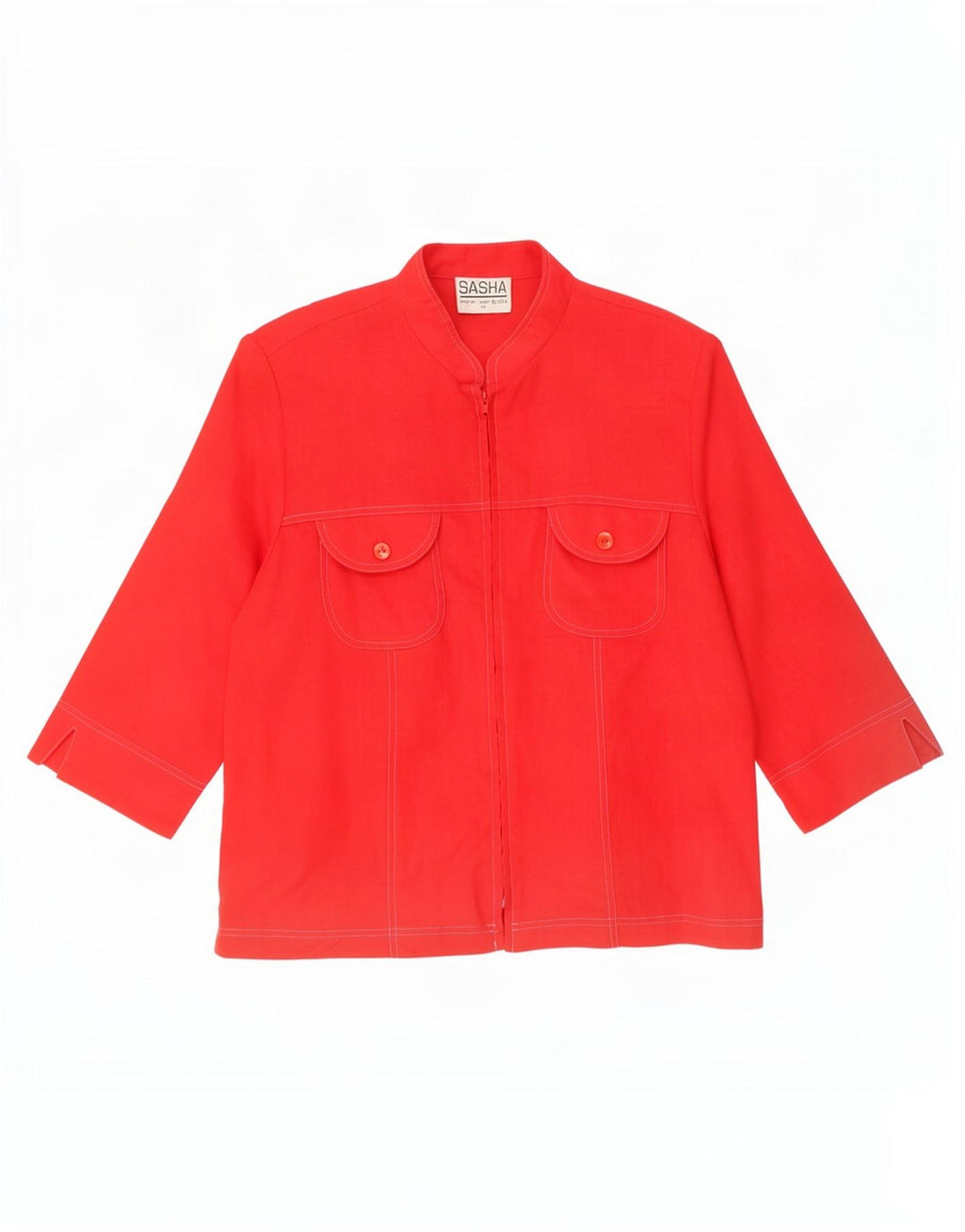 Sasha Womens 3/4 Sleeve Shirt Blouse UK 14 Medium Red Linen