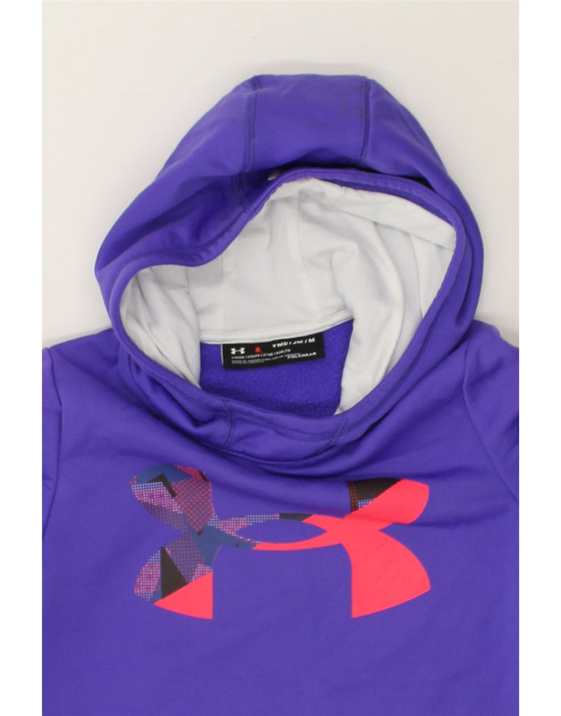 UNDER ARMOUR Girls Cold Gear Graphic Hoodie Jumper 10-11 Years Medium Blue | Vintage Under Armour | Thrift | Second-Hand Under Armour | Used Clothing | Messina Hembry 