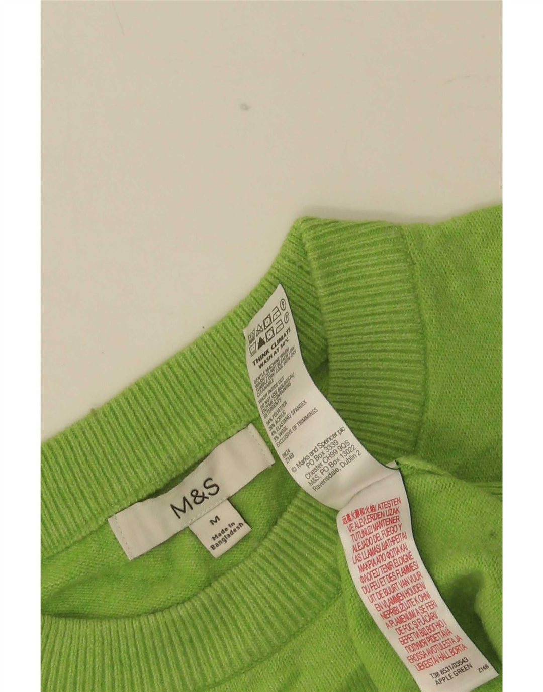 Marks & Spencer Womens Crew Neck Jumper Sweater UK 14 Medium Green