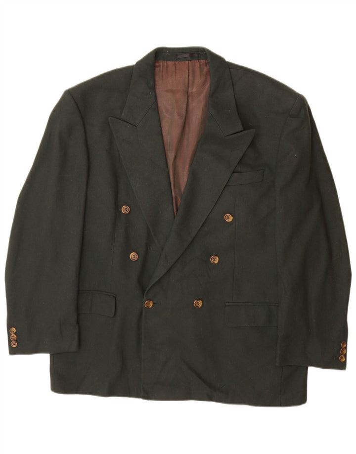 St Michael Mens Double Breasted Blazer Jacket UK 42 XL Green New Wool