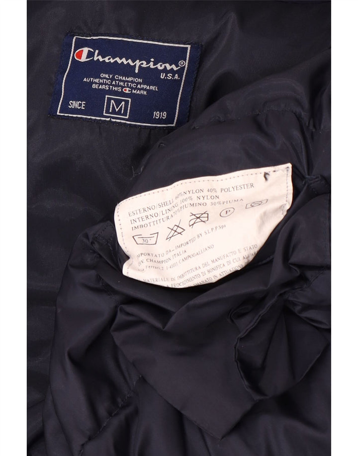 CHAMPION Mens Hooded Padded Jacket UK 38 Medium Navy Blue Nylon
