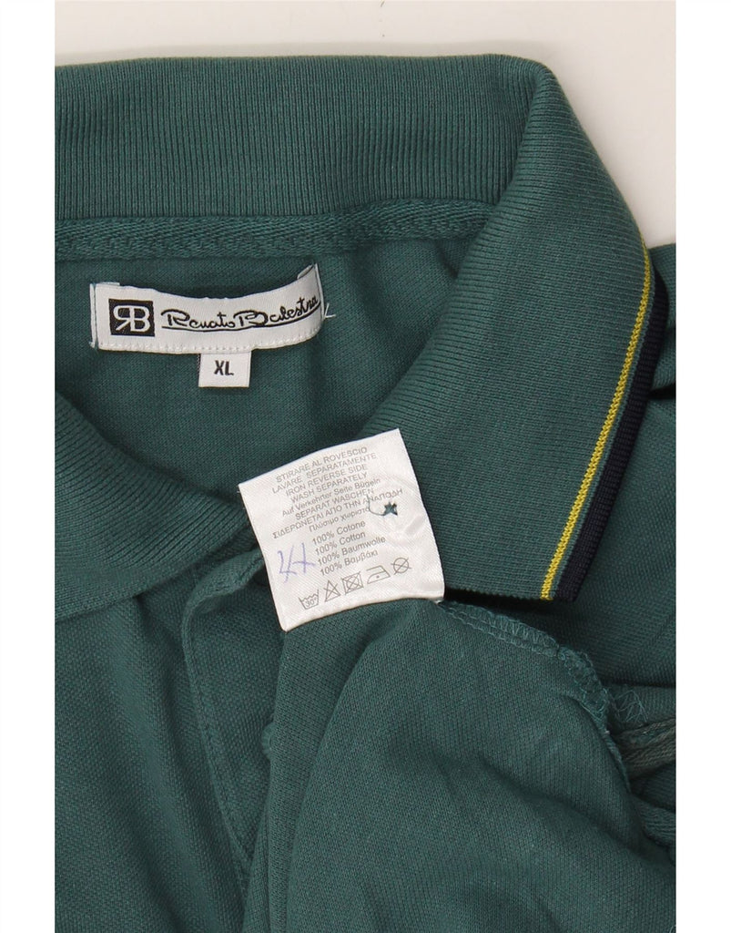 RENATO BALESTRA Mens Long Sleeve Polo Shirt XL Green Cotton Vintage Renato Balestra and Second-Hand Renato Balestra from Messina Hembry 