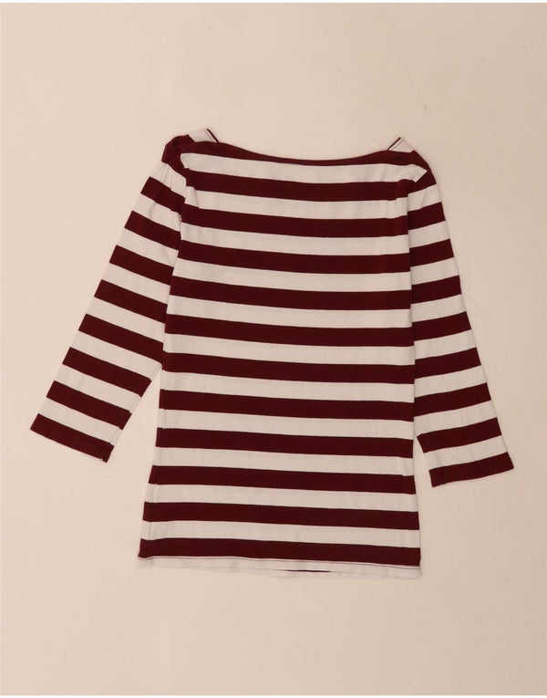 Tommy Hilfiger Womens Regular Top 3/4 Sleeve UK 8 Small White Striped