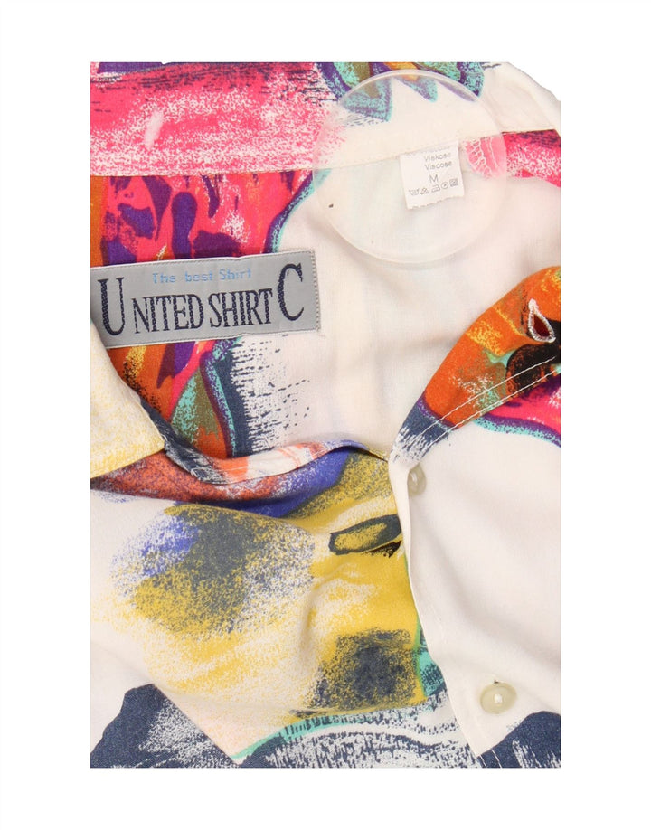 VINTAGE Mens Short Sleeve Shirt Medium White Viscose Hawaiian Vintage Vintage and Second-Hand Vintage from Messina Hembry 