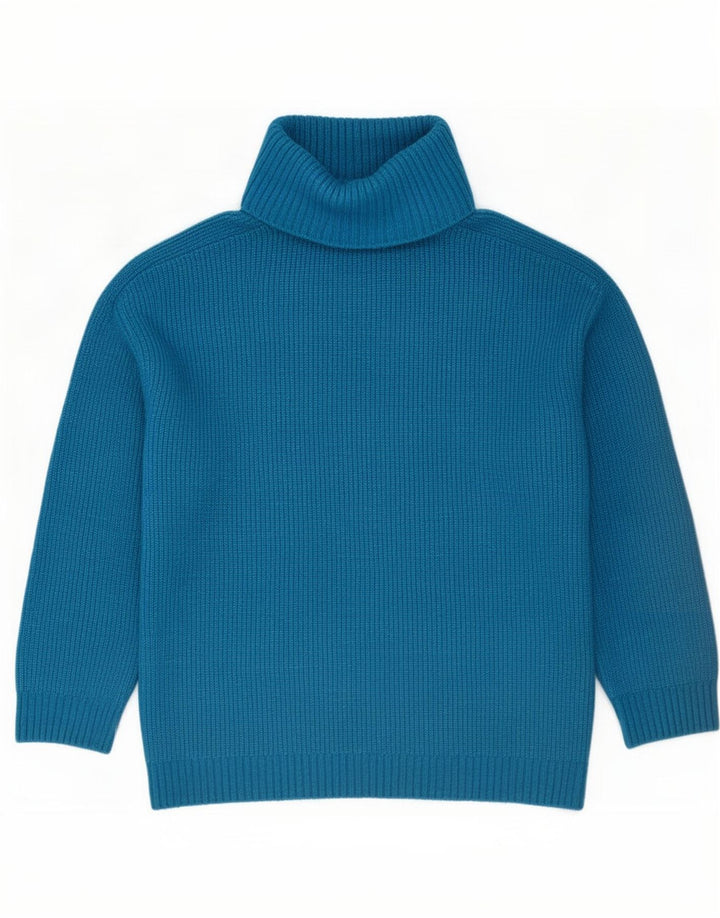 Zara Womens Oversized Roll Neck Jumper Sweater UK 14 Medium Blue Flecked